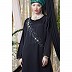 Embroidered flare Nida abaya- Black
